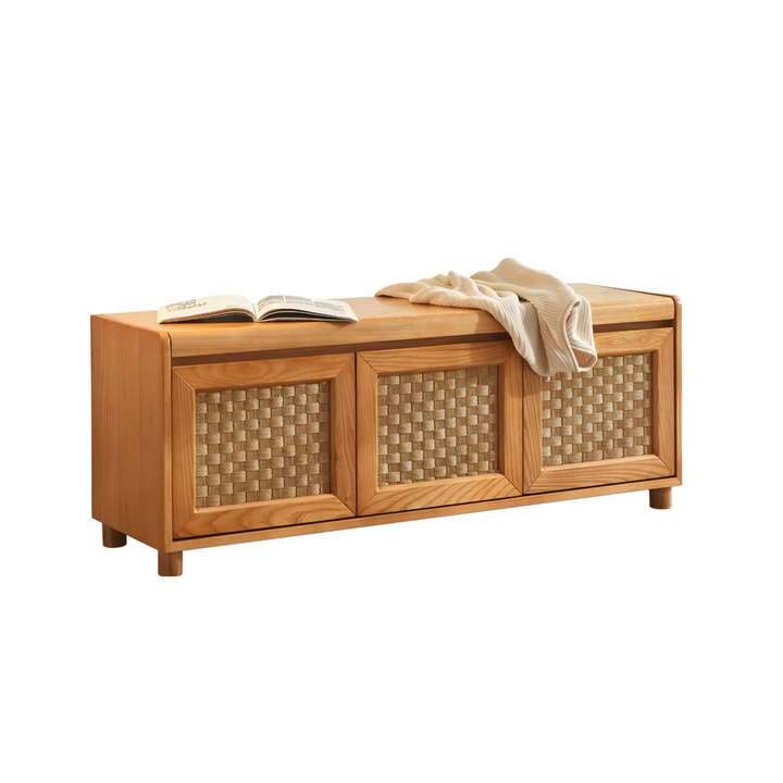 VAREMONT Rustic Solid Wood Storage Bench - Cassa Haus Singapore