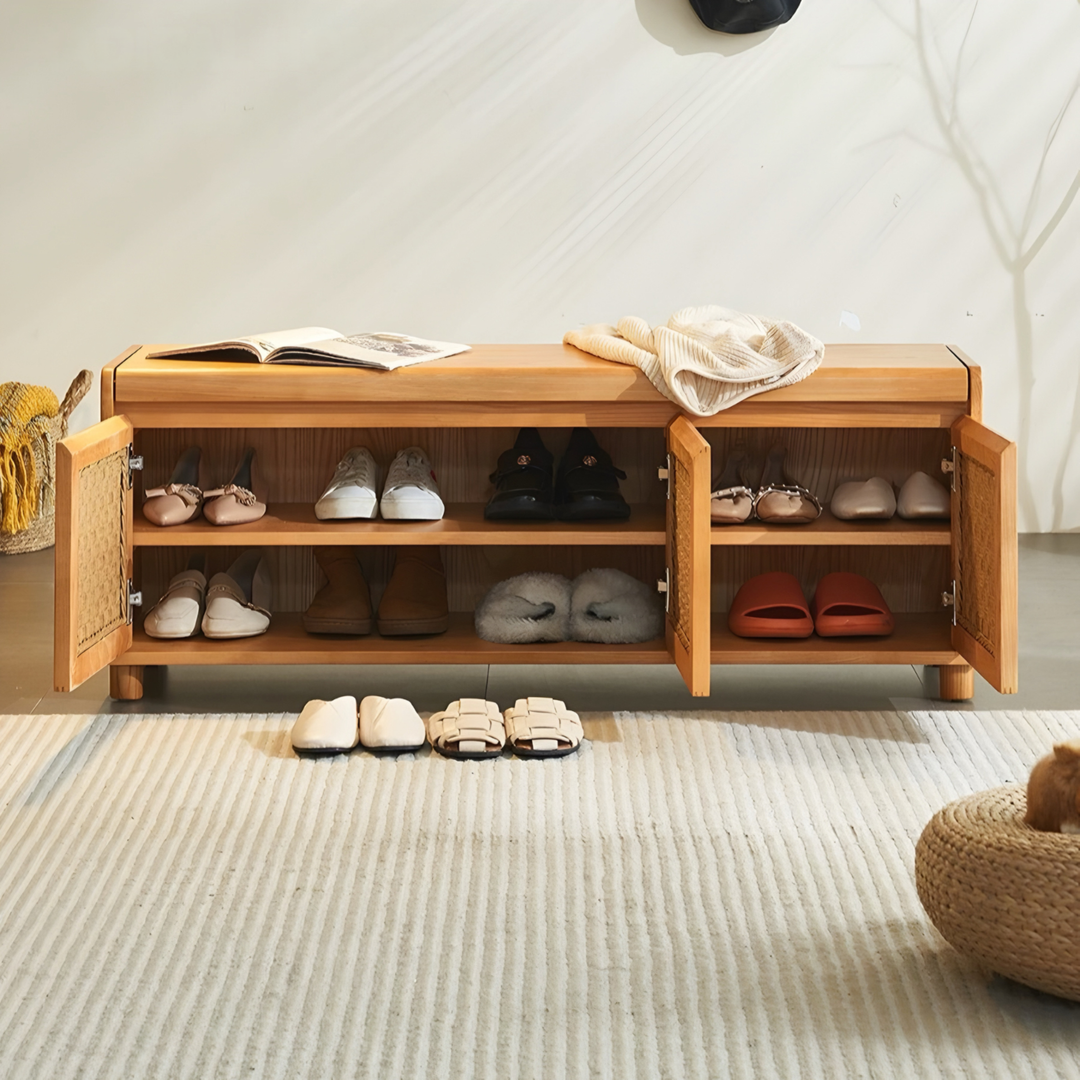 VAREMONT Rustic Solid Wood Storage Bench - Cassa Haus Singapore