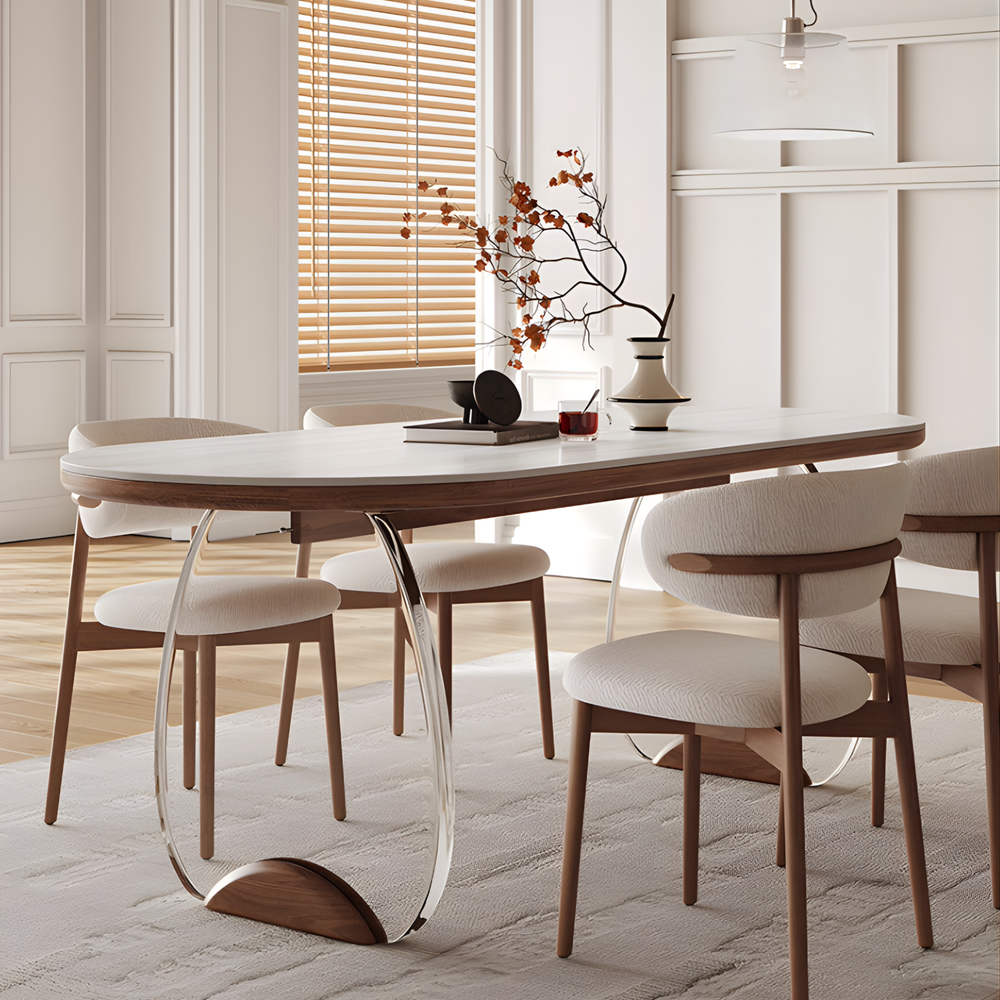 TRUSSO Travertine Sintered Stone Dining Table and Chair Set - Urban Mood Singapore