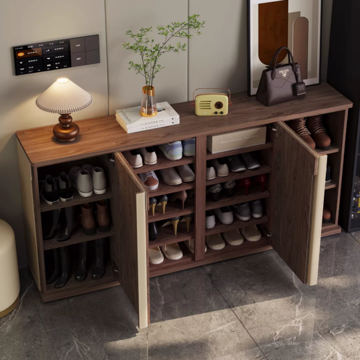 PELLE Modern Saddle Leather Shoe Cabinet - Cassa Haus Singapore