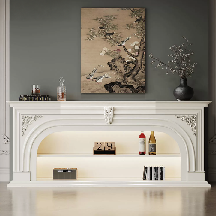 EVANNI Modern Solid Wood Arch Mantel Console Shelf - Urban Mood Singapore