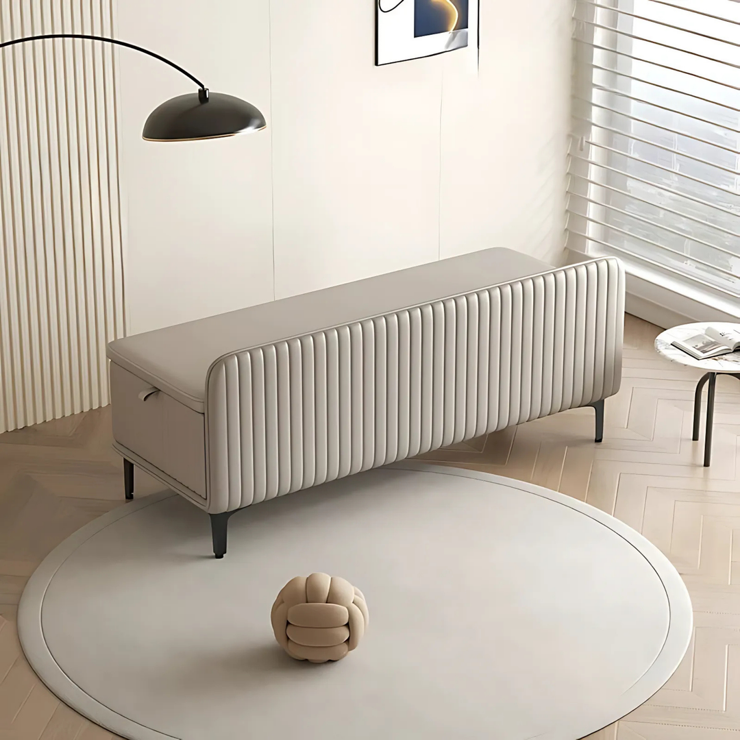 VELMOR Modern Leather Storage Bench - Cassa Haus Singapore