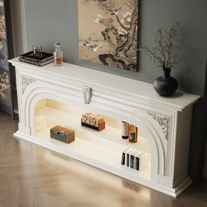 EVANNI Modern Solid Wood Arch Mantel Console Shelf - Urban Mood Singapore