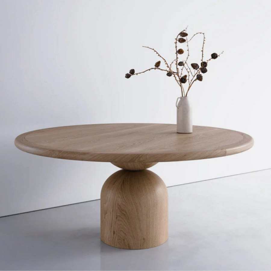OAKHALO Modern Solid Wood Round Dining Table - Cassa Haus Singapore