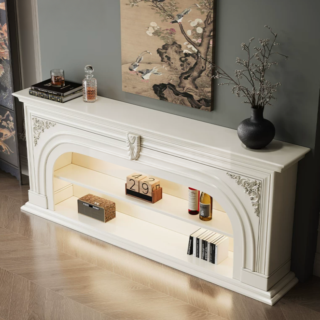 EVANNI Modern Solid Wood Arch Mantel Console Shelf - Urban Mood Singapore