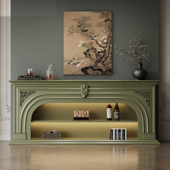EVANNI Modern Solid Wood Arch Mantel Console Shelf - Urban Mood Singapore