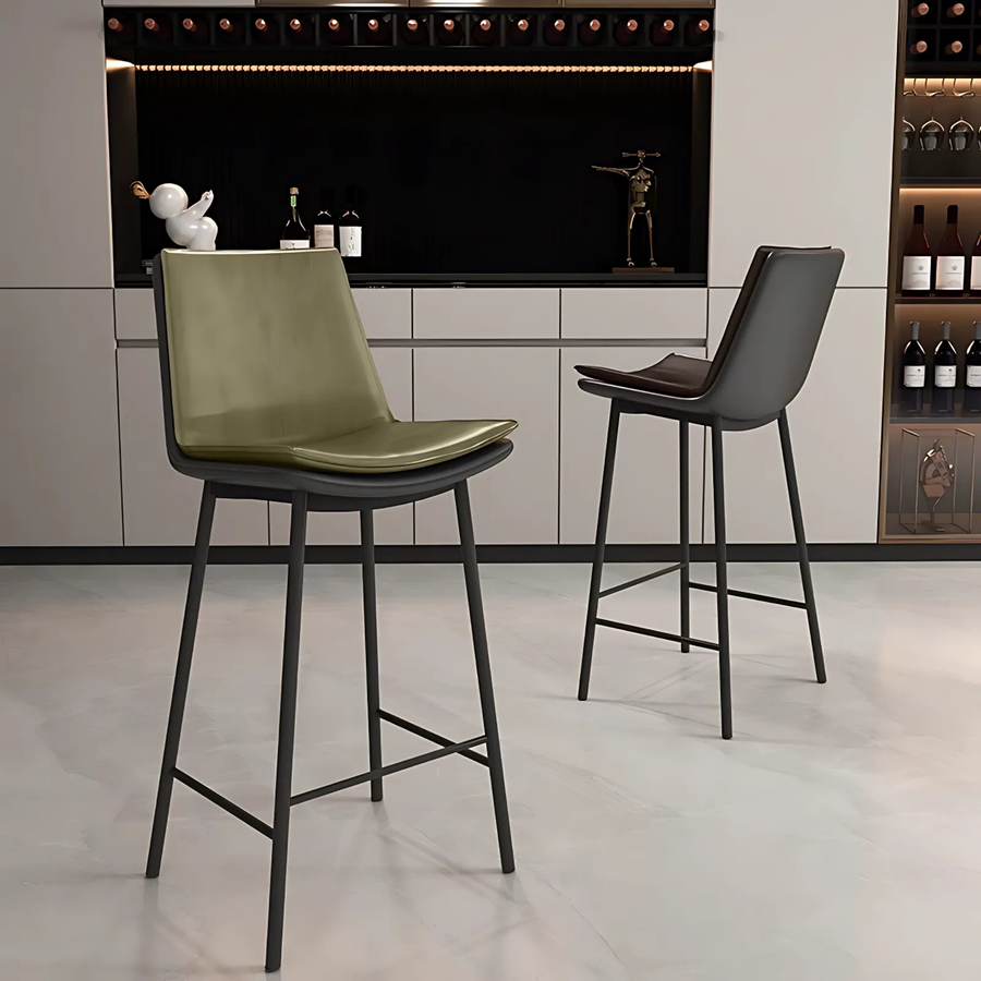 CASSIAN Modern Leather Bar Stool - Urban Mood Singapore