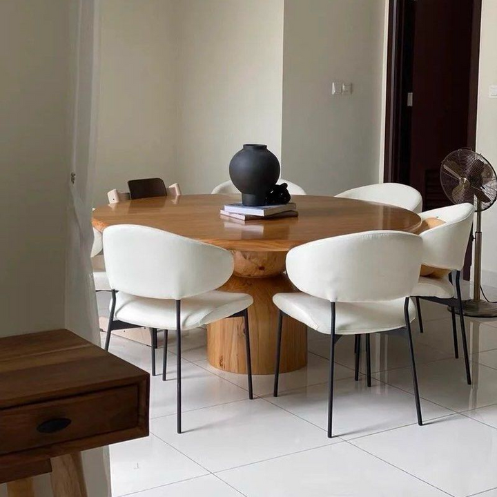 OAKHALO Modern Solid Wood Round Dining Table - Cassa Haus Singapore