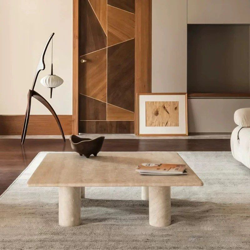 BRIXTEN Modern Travertine Square Coffee Table - Cassa Haus Singapore