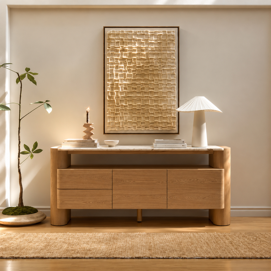 ZENNA Mid Century Solid Wood Sideboard - Urban Mood Singapore