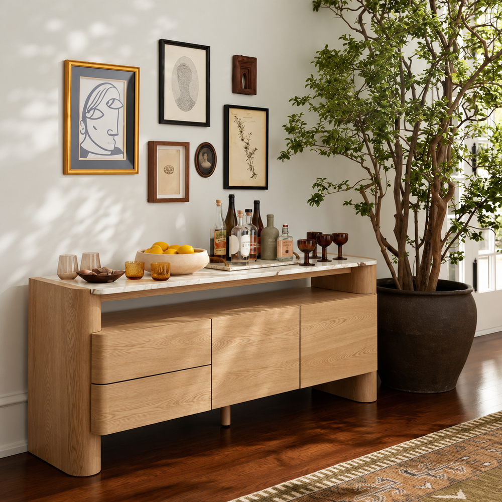 ZENNA Mid Century Solid Wood Sideboard - Urban Mood Singapore