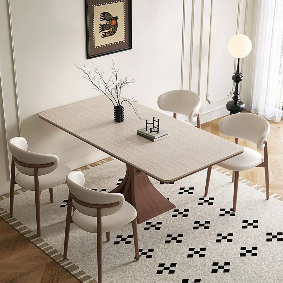 ARCSTONE Modern Travertine Dining Table - Cassa Haus Singapore
