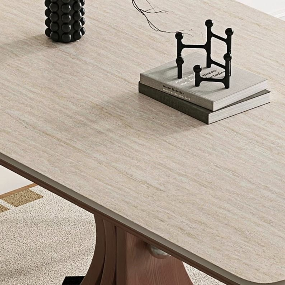 ARCSTONE Modern Travertine Dining Table - Cassa Haus Singapore