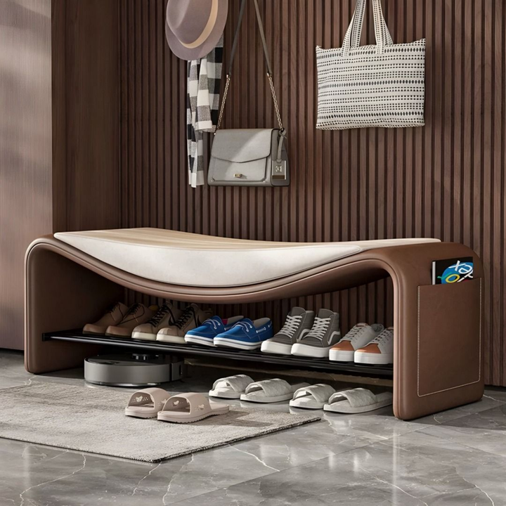 LUCARO Modern Nappa Leather Shoe Bench - Cassa Haus Singapore