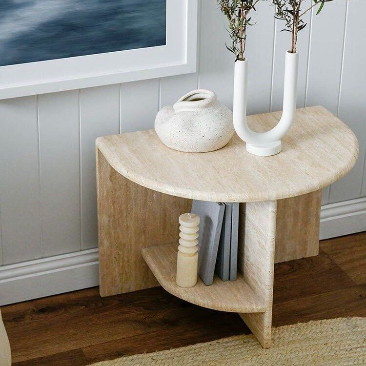 ALESSANDRO Modern Travertine Side Table - Cassa Haus Singapore