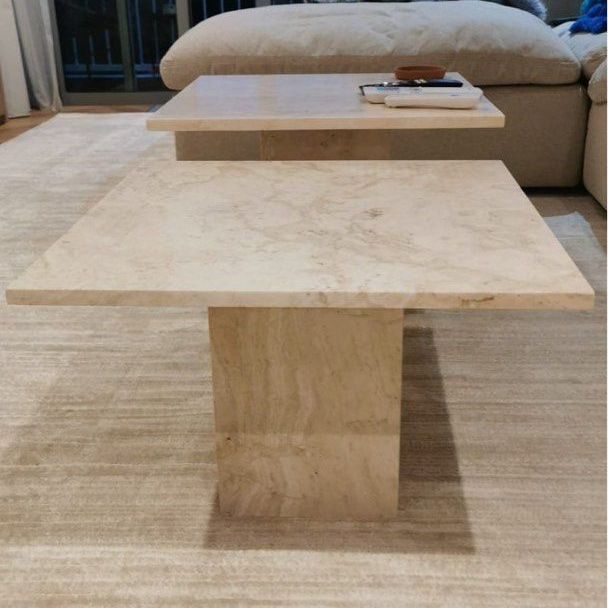 QUORAL Modern Travertine Coffee Table - Cassa Haus Singapore