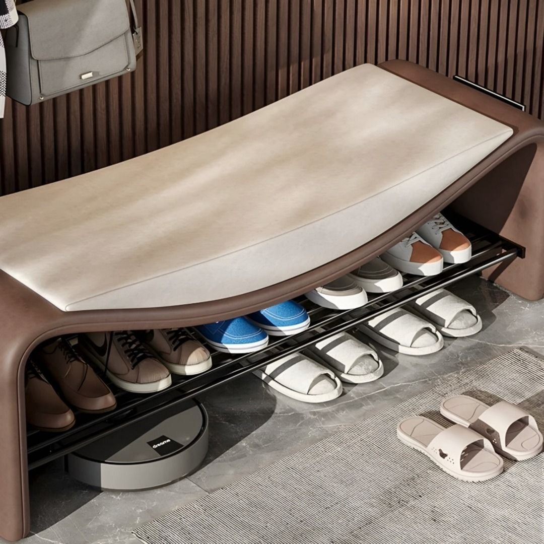 LUCARO Modern Nappa Leather Shoe Bench - Cassa Haus Singapore