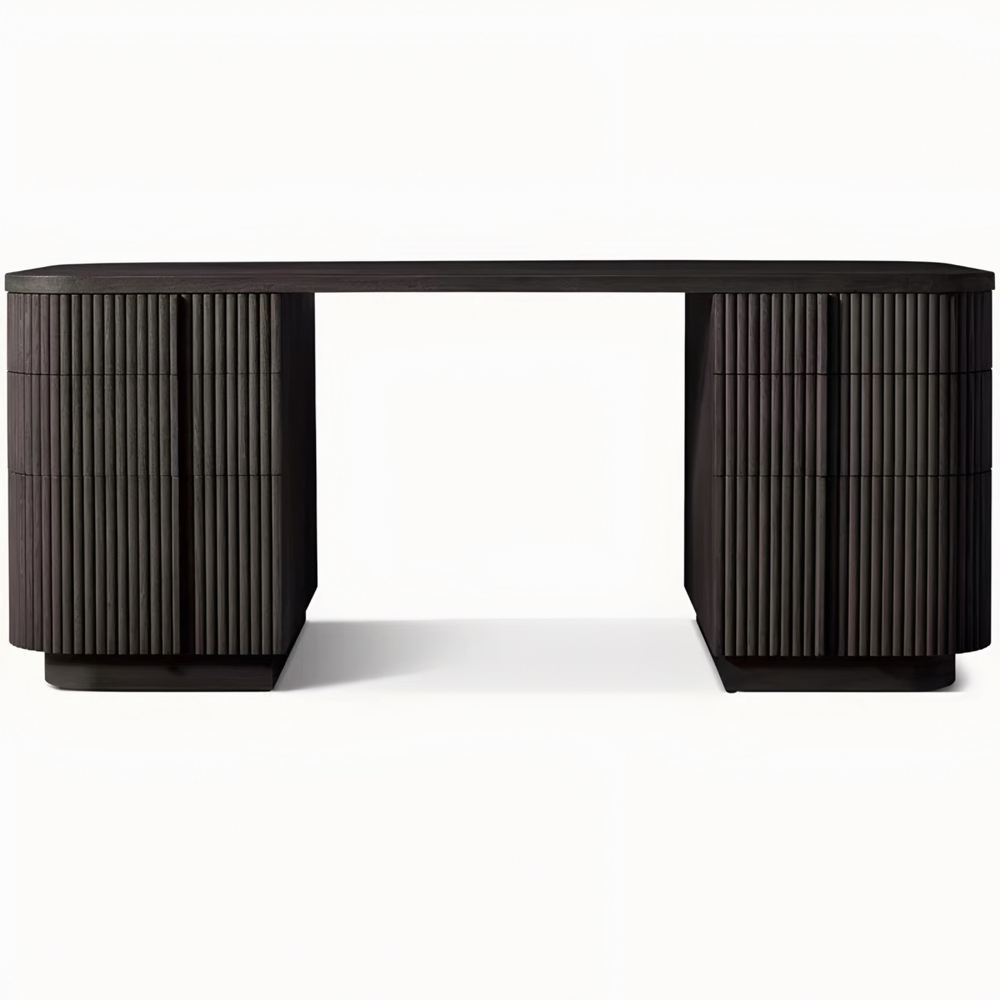 MONTCLAIR Modern Fluted Solid Wood Study Table - Cassa Haus Singapore