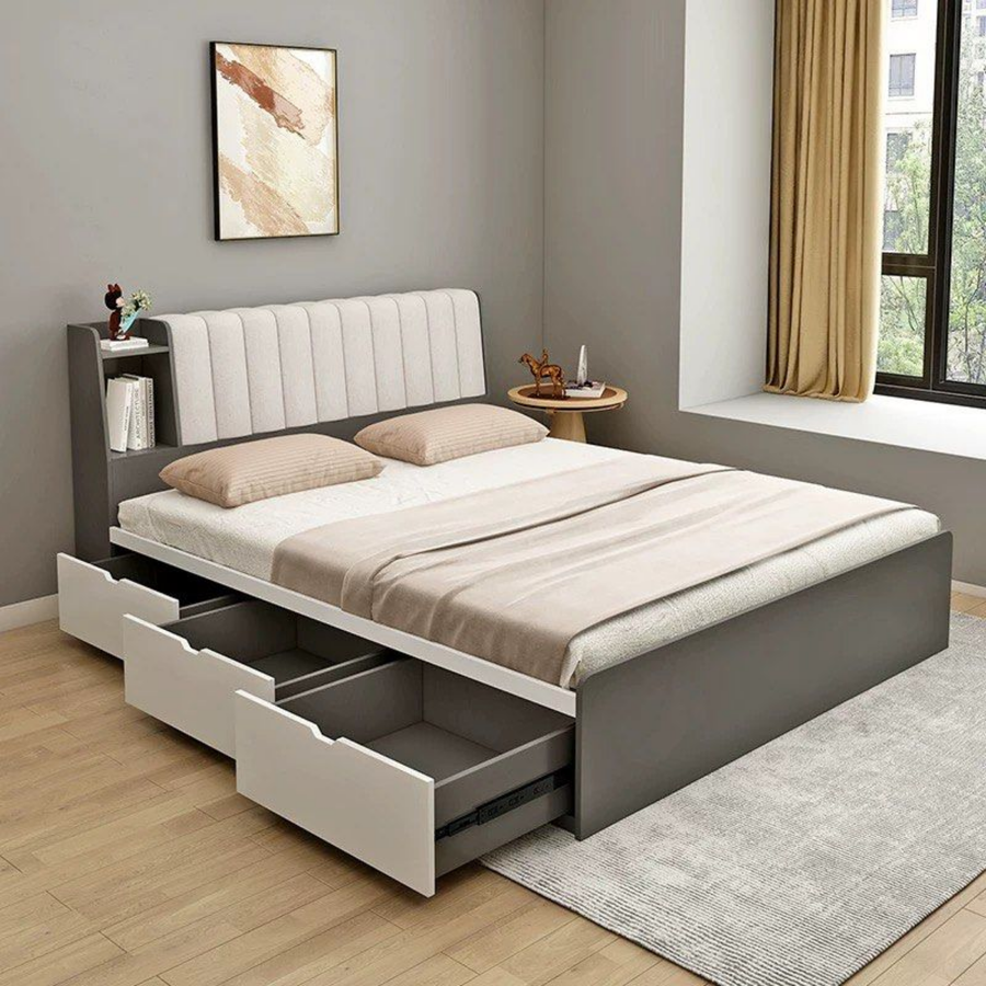 KORLAN Modern Solid Wood Storage Bedframe - Cassa Haus Singapore