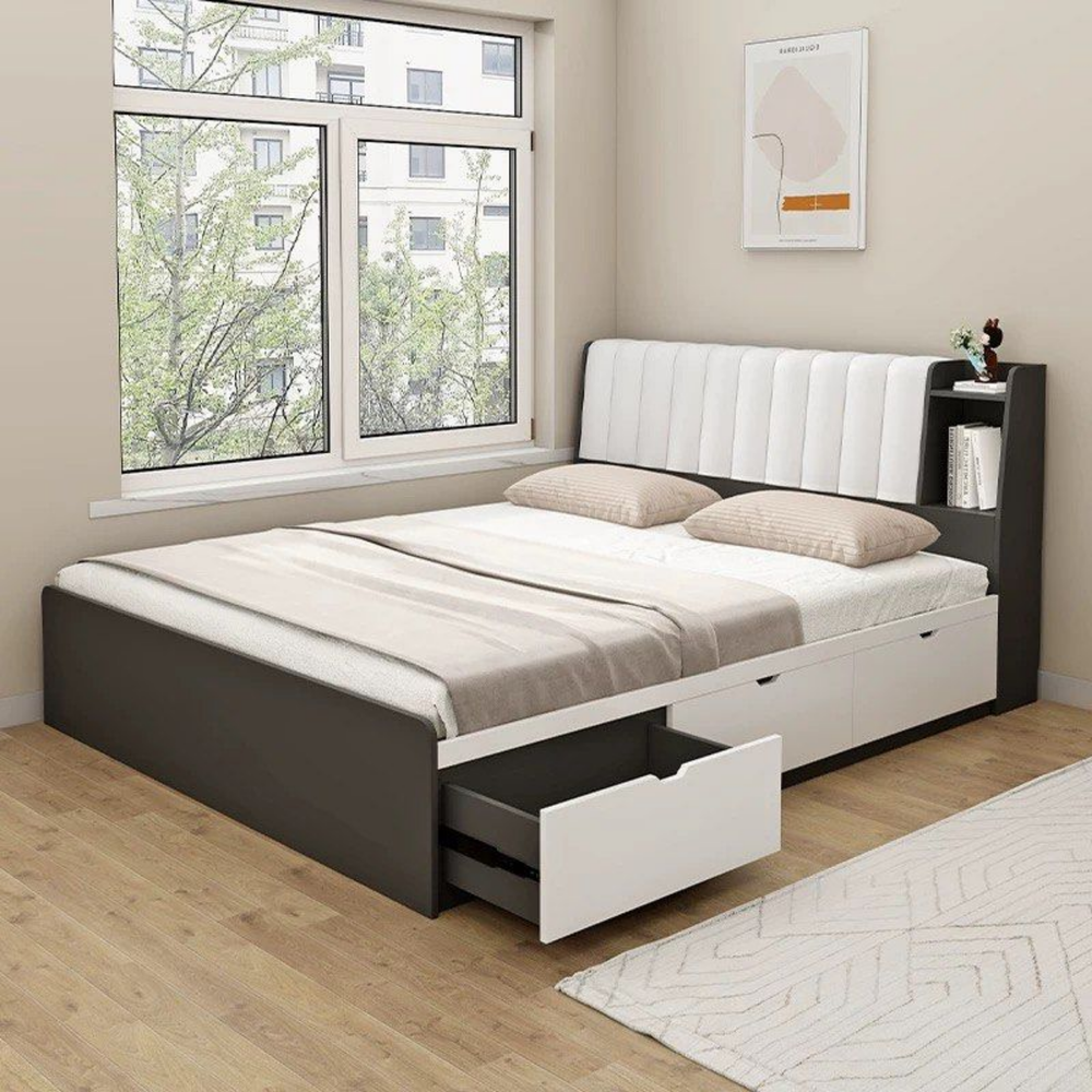 KORLAN Modern Solid Wood Storage Bedframe - Cassa Haus Singapore