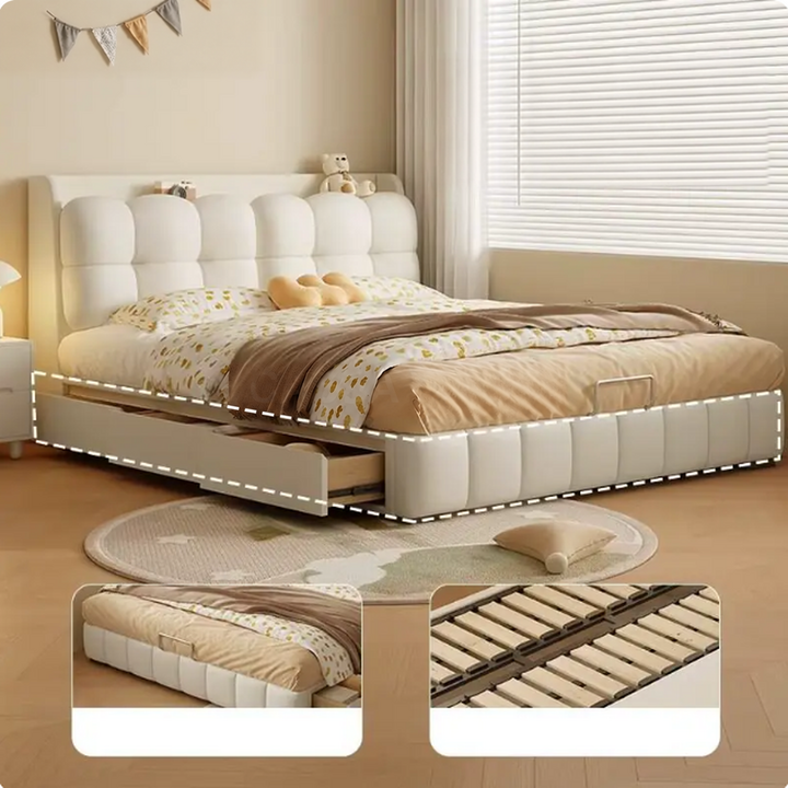 SHIFT Modern Nappa Leather Storage Bedframe - Urban Mood Singapore