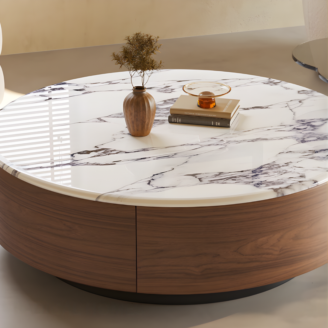 MARVENA Marble Round Coffee Table - Cassa Haus Singapore