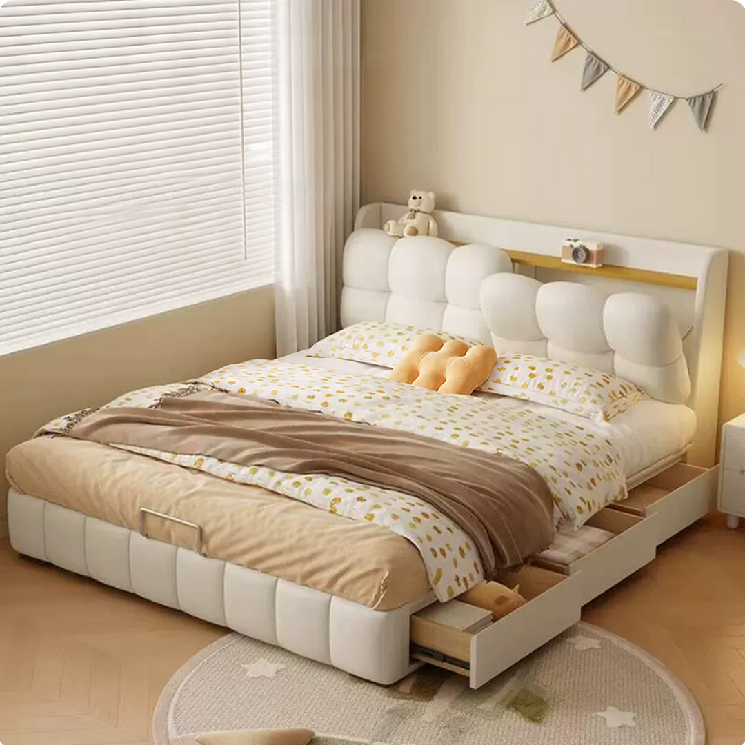 SHIFT Modern Nappa Leather Storage Bedframe - Urban Mood Singapore