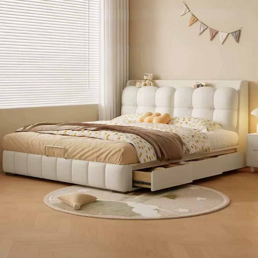 SHIFT Modern Nappa Leather Storage Bedframe - Urban Mood Singapore