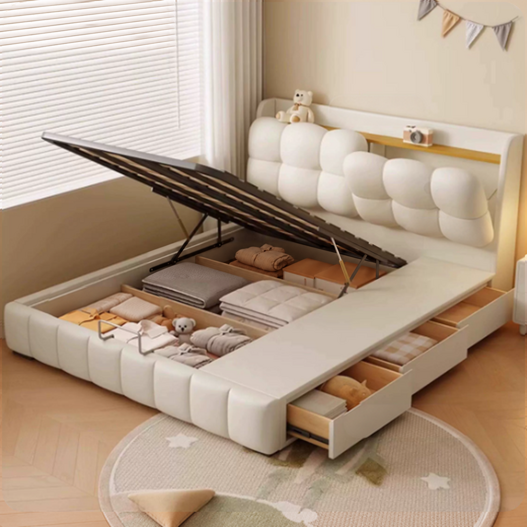 SHIFT Modern Nappa Leather Storage Bedframe - Urban Mood Singapore