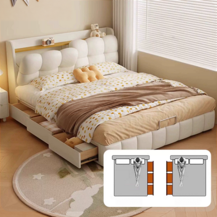 SHIFT Modern Nappa Leather Storage Bedframe - Urban Mood Singapore