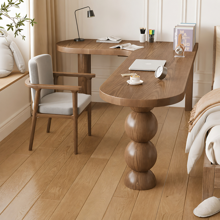 VINCENZO Modern Solid Wood L Shaped Study Table - Cassa Haus Singapore