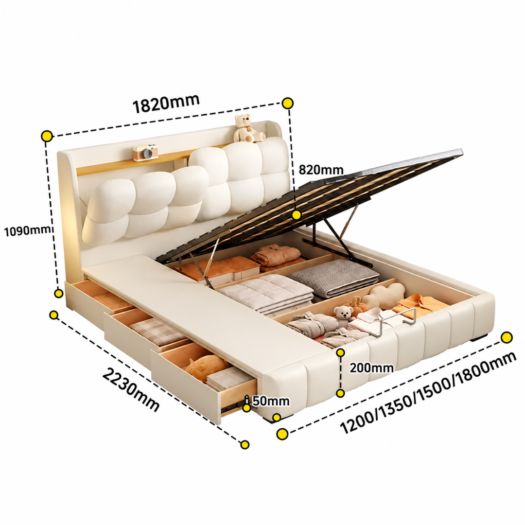 SHIFT Modern Nappa Leather Storage Bedframe - Urban Mood Singapore