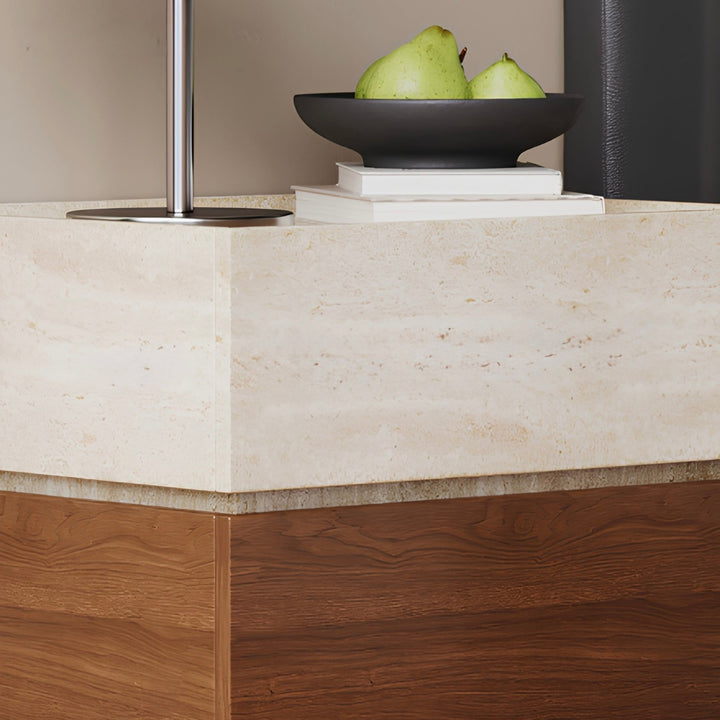 ELYRA Modern Travertine Bedside Table - Cassa Haus Singapore