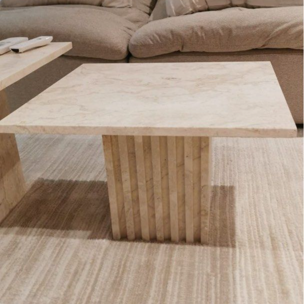 QUORAL Modern Travertine Coffee Table - Cassa Haus Singapore