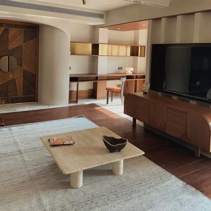 BRIXTEN Modern Travertine Square Coffee Table - Cassa Haus Singapore