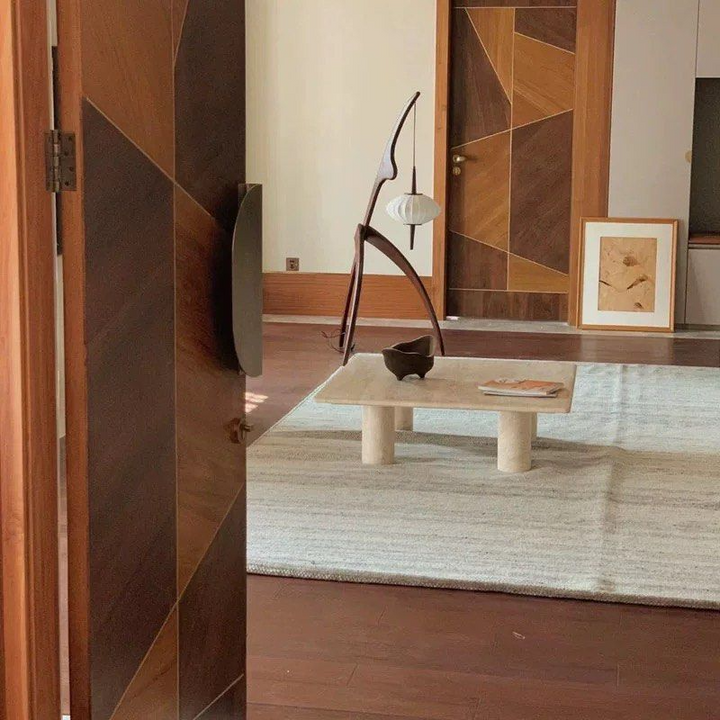 BRIXTEN Modern Travertine Square Coffee Table - Cassa Haus Singapore