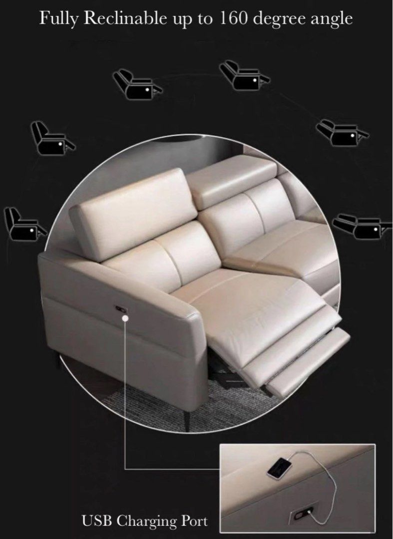 VEKTRA Sectional Electric Recliner Leather Sofa - Cassa Haus Singapore