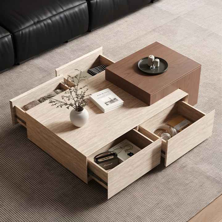 TAVESCO Travertine Storage Coffee Table - Cassa Haus Singapore