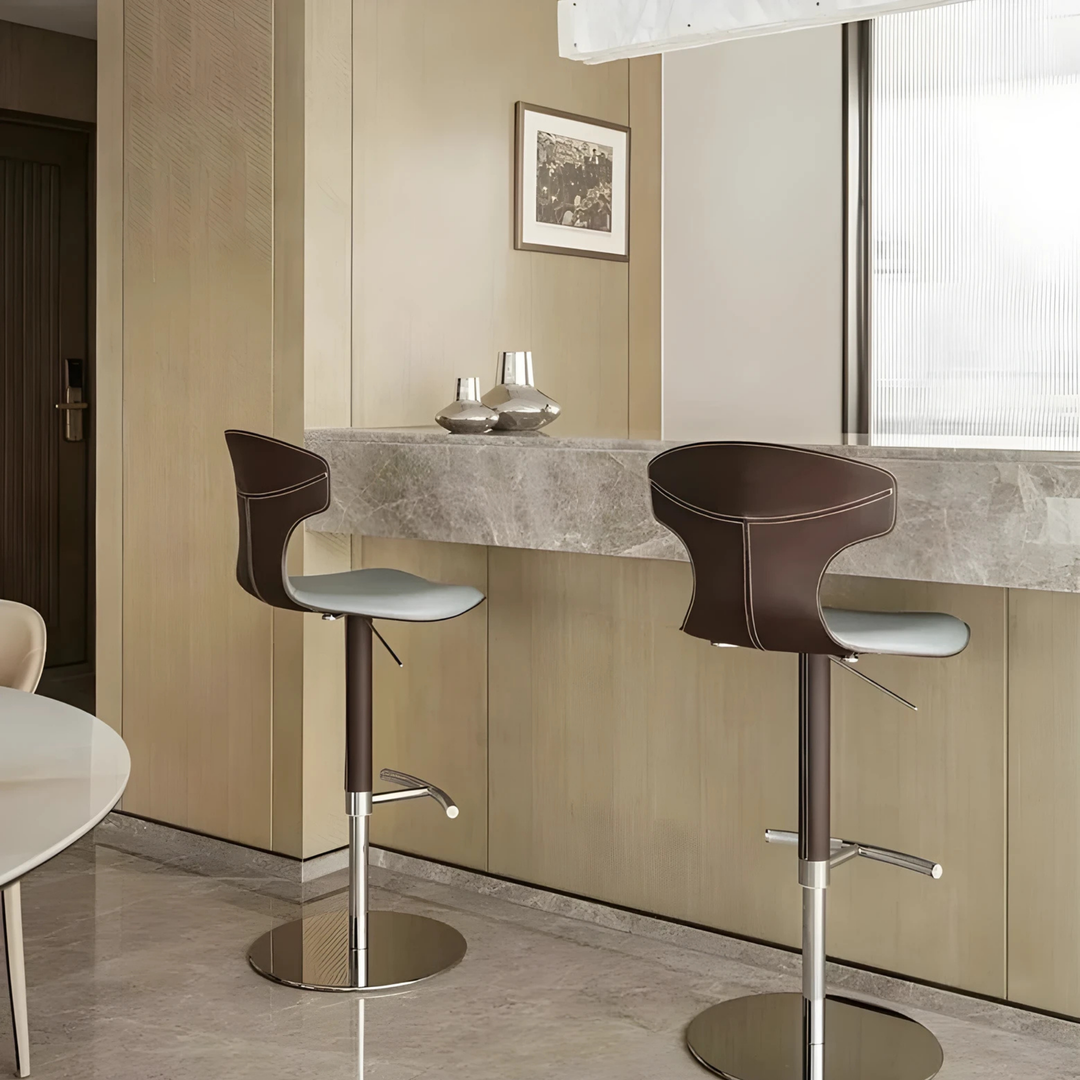 ISOLVAN Modern Leather Bar Stool - Cassa Haus Singapore