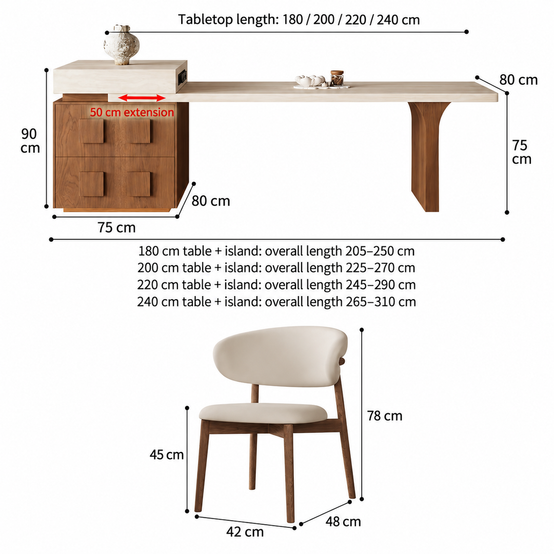 QUARRY Modern Travertine Island Dining Table - Cassa Haus Singapore