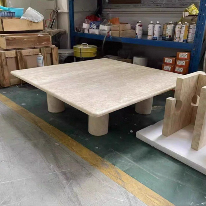 BRIXTEN Modern Travertine Square Coffee Table - Cassa Haus Singapore