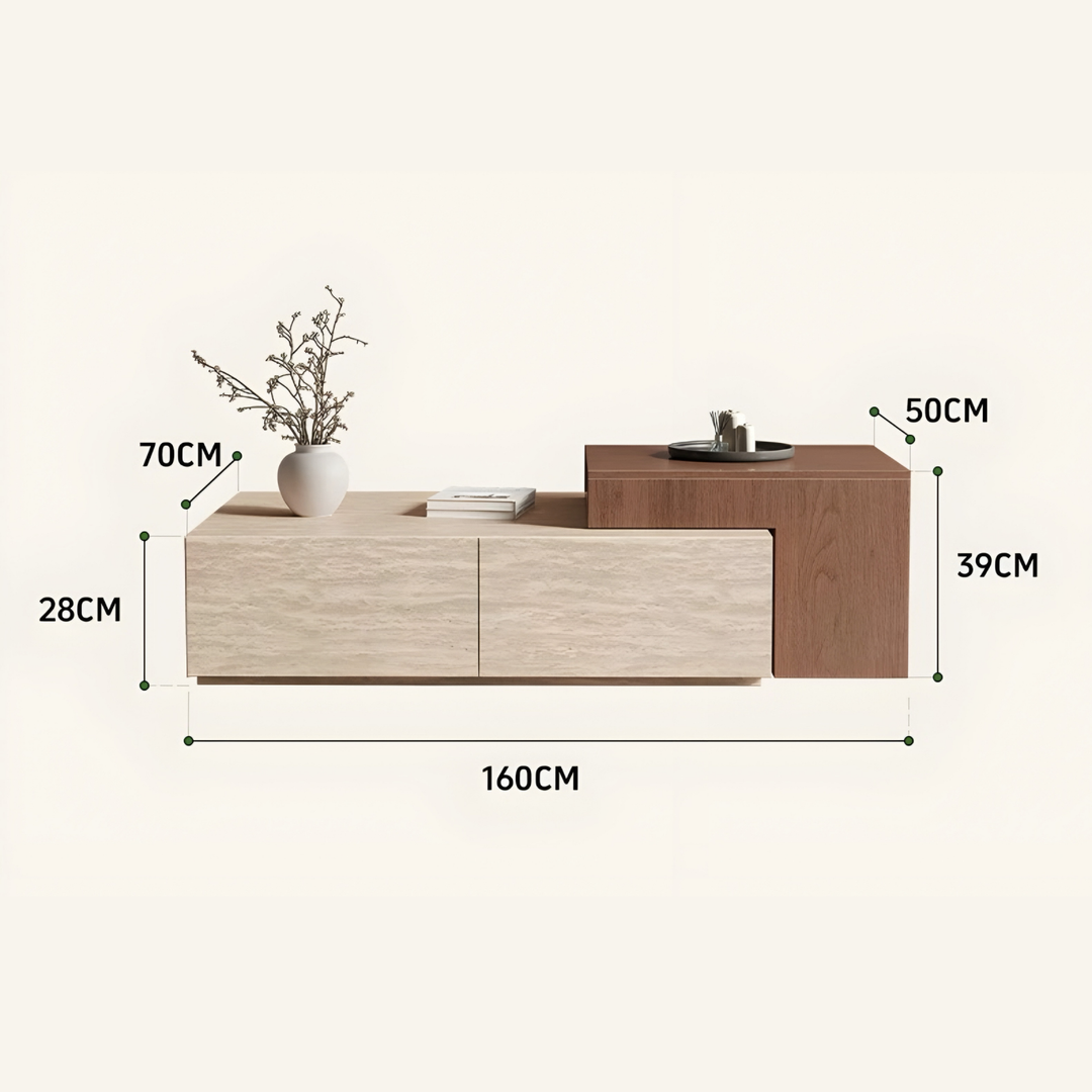 TAVESCO Travertine Storage Coffee Table - Cassa Haus Singapore