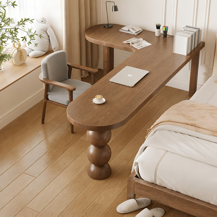 VINCENZO Modern Solid Wood L Shaped Study Table - Cassa Haus Singapore