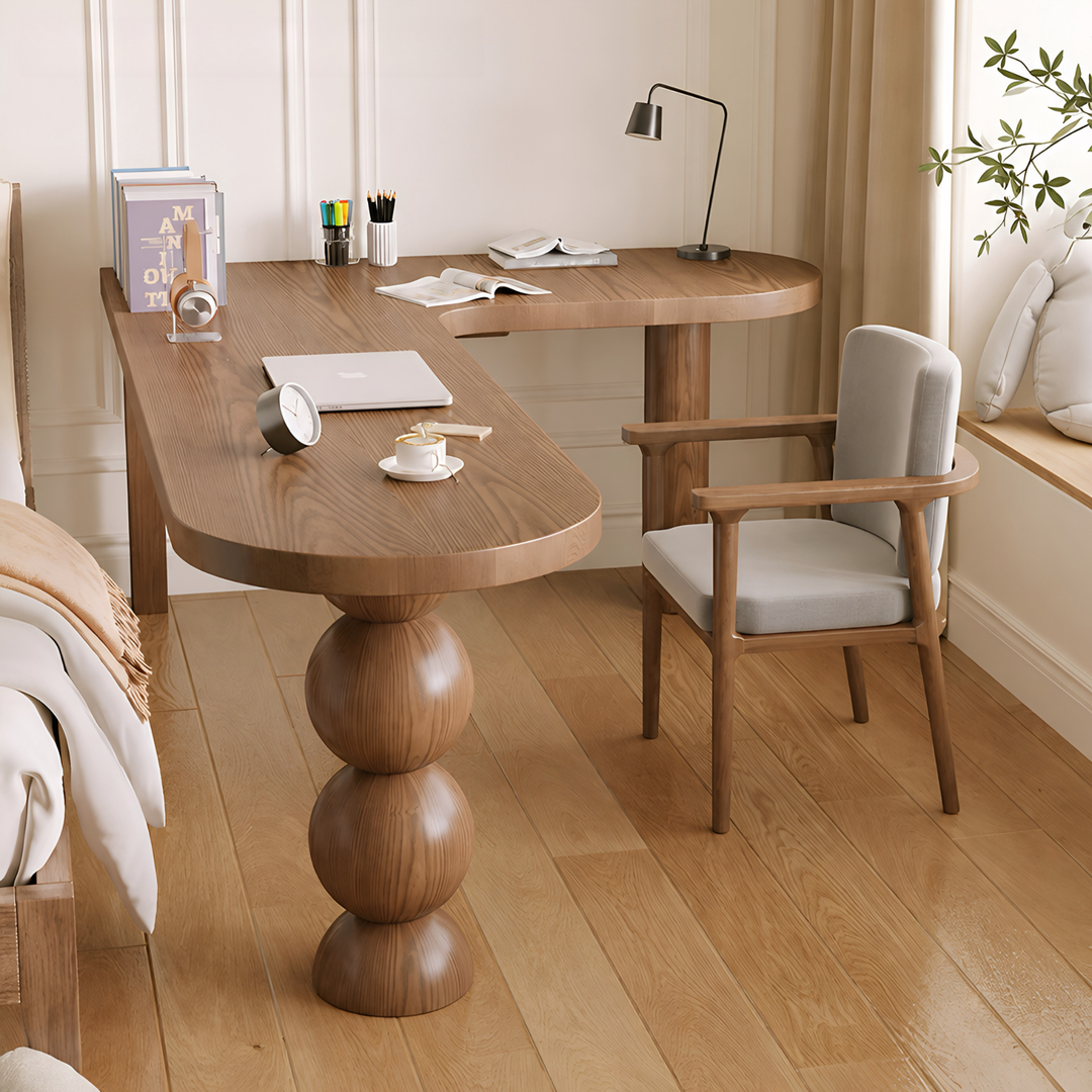 VINCENZO Modern Solid Wood L Shaped Study Table - Cassa Haus Singapore