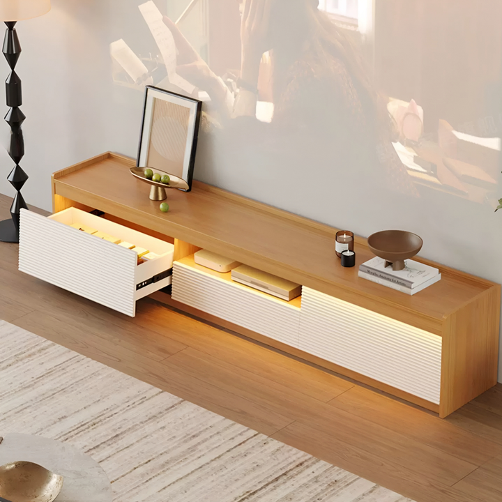 FLUTORA Modern Solid Wood TV Console - Cassa Haus Singapore