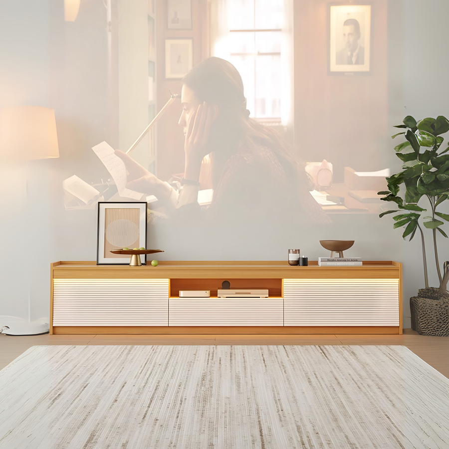 FLUTORA Modern Solid Wood TV Console - Cassa Haus Singapore
