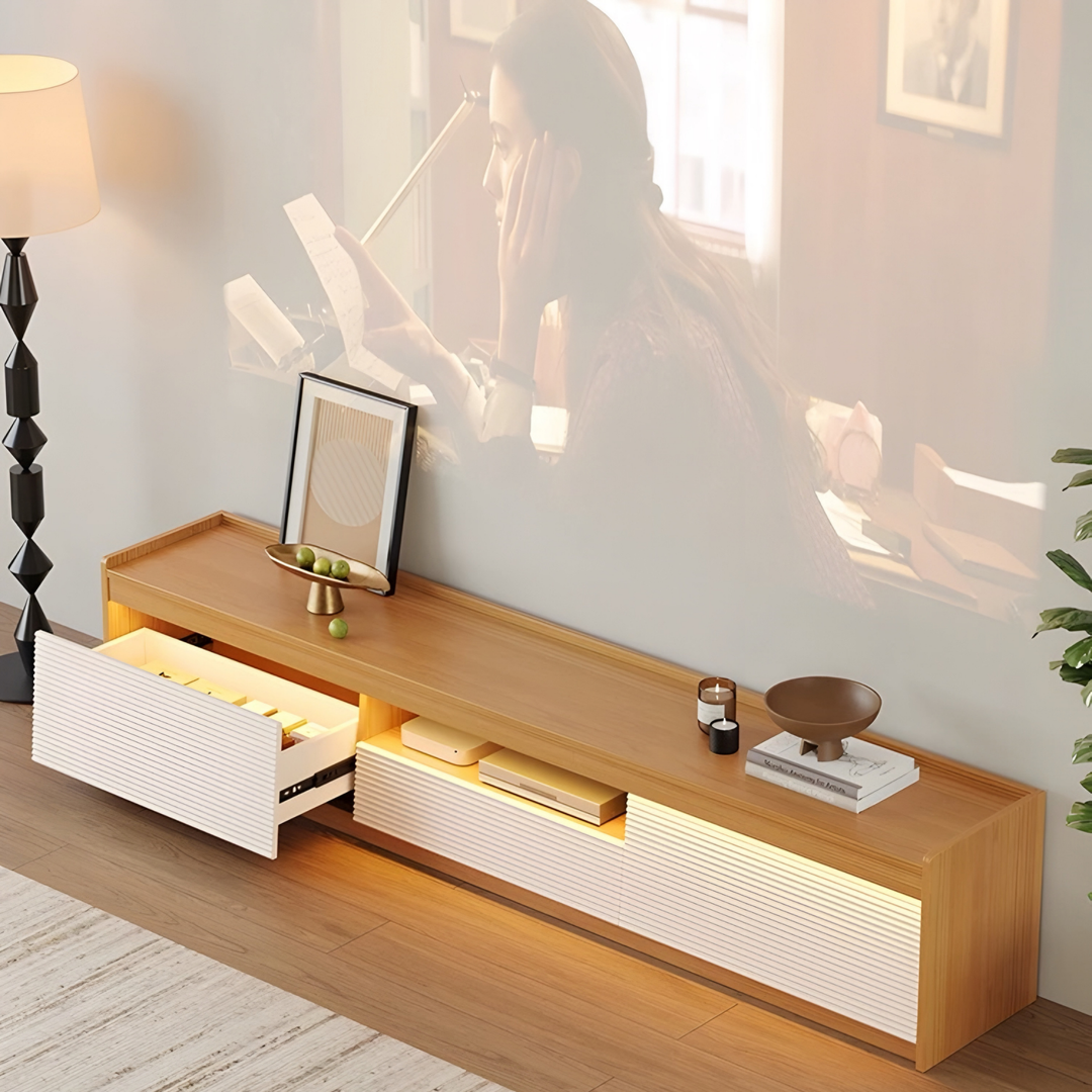 FLUTORA Modern Solid Wood TV Console - Cassa Haus Singapore