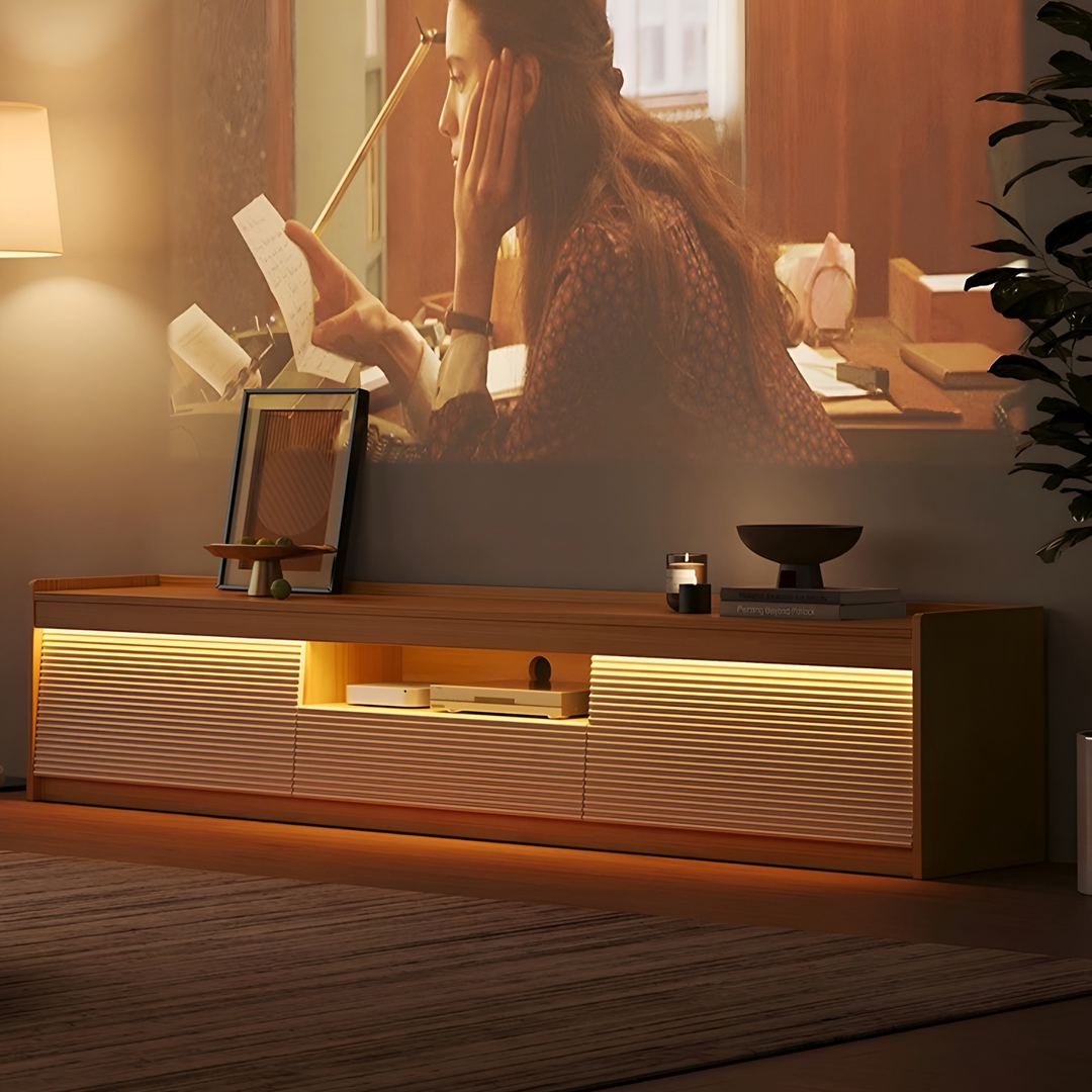 FLUTORA Modern Solid Wood TV Console - Cassa Haus Singapore