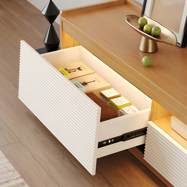 FLUTORA Modern Solid Wood TV Console - Cassa Haus Singapore