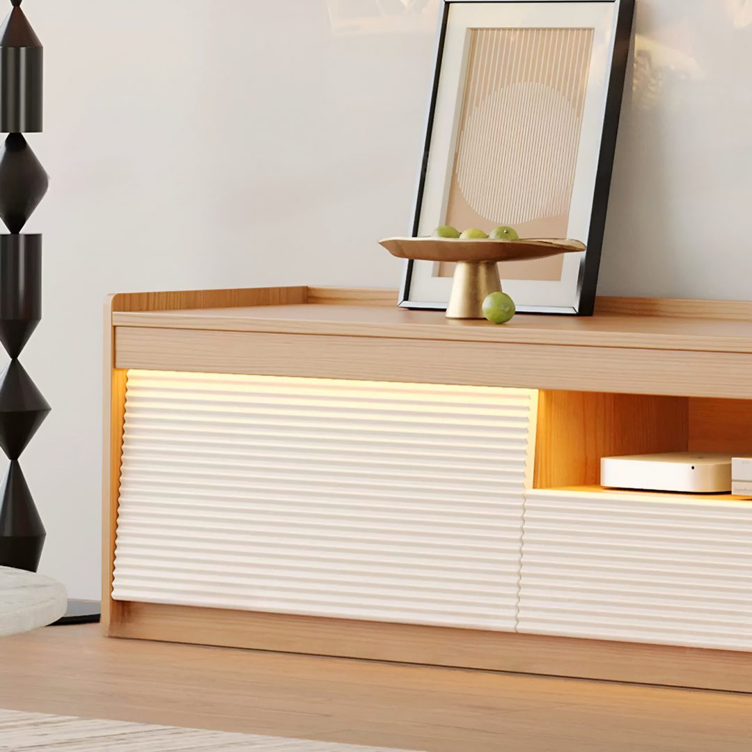 FLUTORA Modern Solid Wood TV Console - Cassa Haus Singapore
